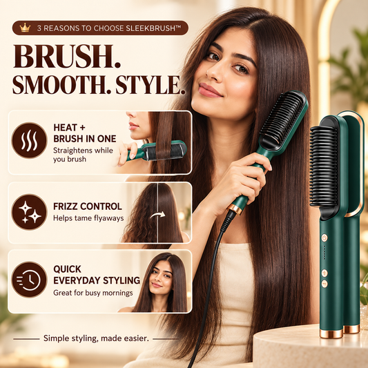 SleekBrush™ | Heated Hair Straightening Brush