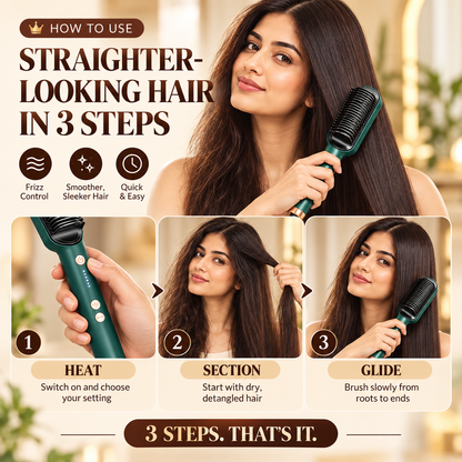 SleekBrush™ | Heated Hair Straightening Brush