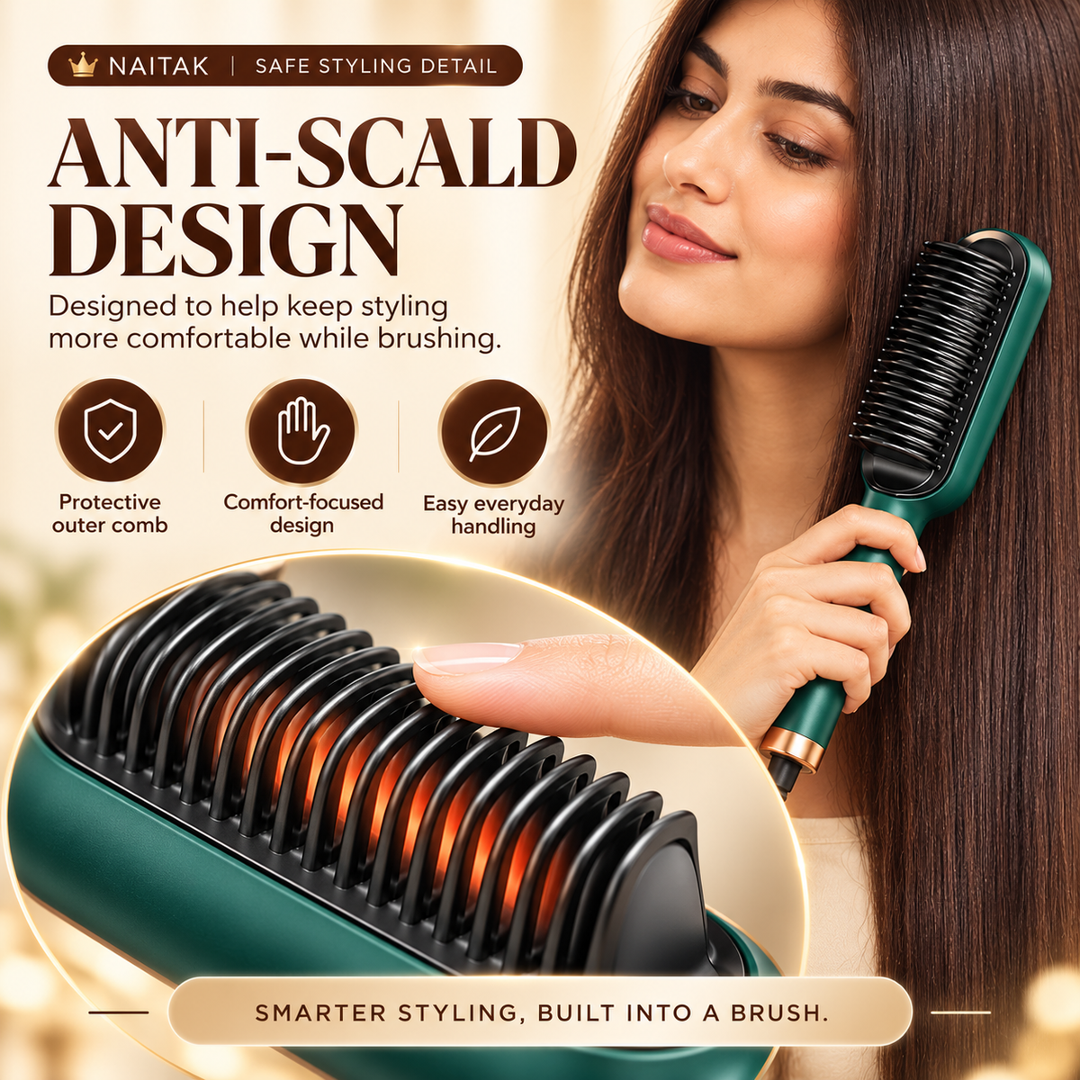 SleekBrush™ | Heated Hair Straightening Brush