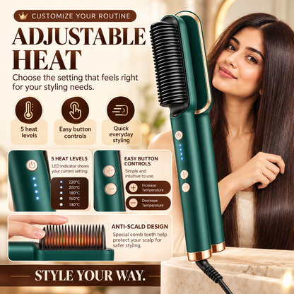 SleekBrush™ | Heated Hair Straightening Brush